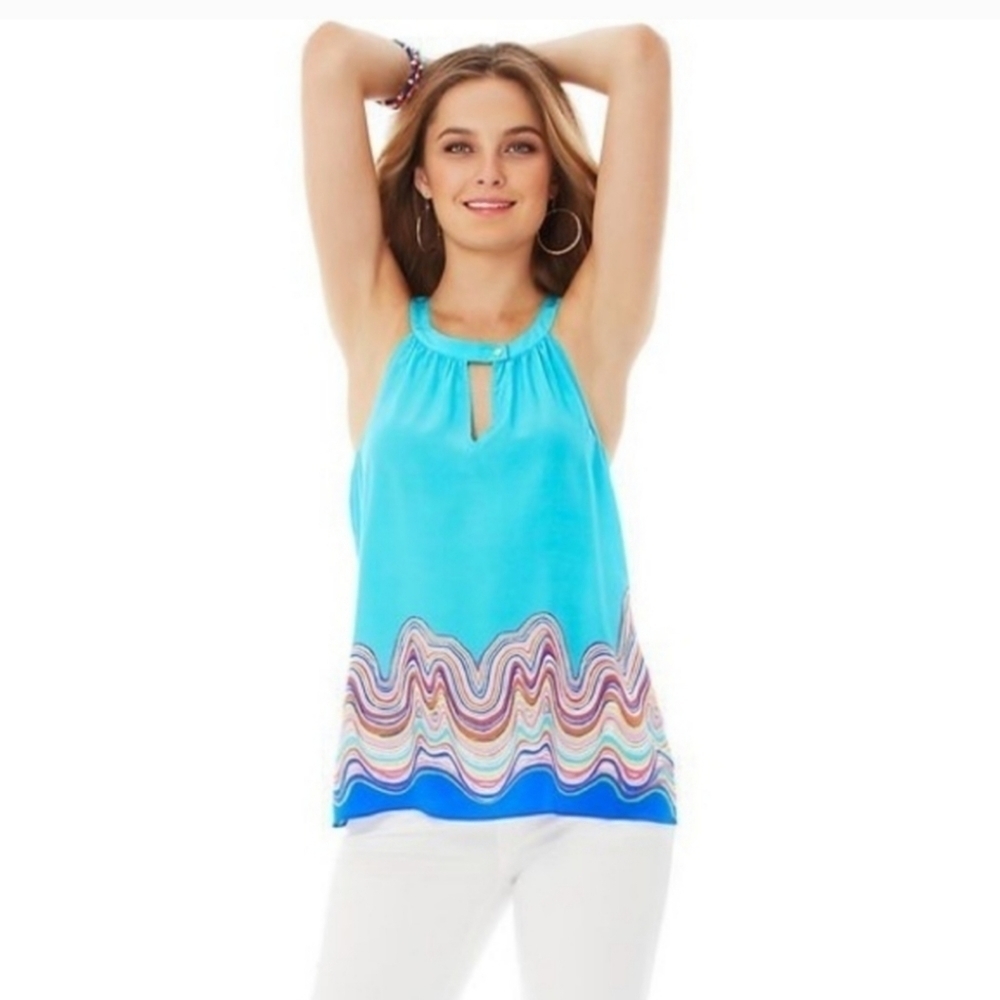 Lilly Pulitzer silk rohan tank shorely blue - Picture 2 of 10